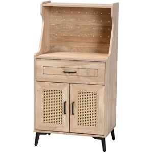 Baxton Studio Pavone Mid-Century Modern Oak Brown Wood Kitchen Cabinet NoColor NoSize