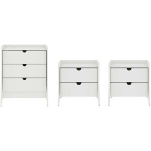 Manhattan Comfort Coney 3pc Mid-Century Modern Dresser & Nightstand Set White NoSize