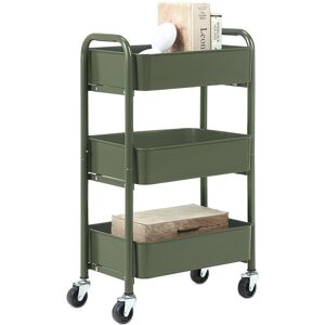 Sunny Point SunnyPoint Metal Compact 3 -Tier Rolling Cart Green os