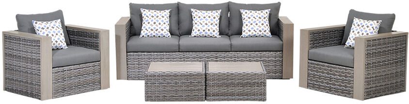 Amazonia Mustang 5pc Wicker Patio Conversation Set Grey NoSize