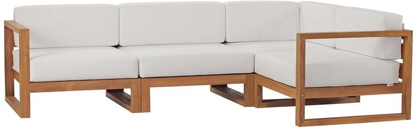 Modway Upland Teak Outdoor Patio 4-Piece Sectional Sofa Set White NoSize