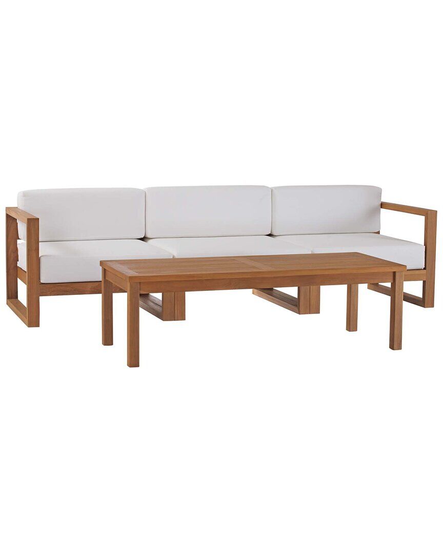 Modway Upland Teak Outdoor Patio 4pc Furniture Sofa Set White NoSize