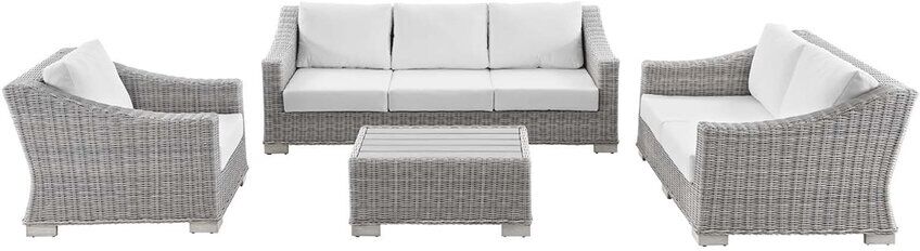 Modway Conway 4-Piece Outdoor Patio Rattan Furniture Set Gray NoSize