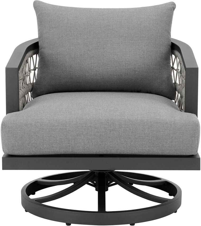 Armen Living Zella Outdoor Patio Swivel Armchair Grey NoSize