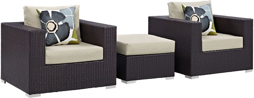 Modway Convene 3-Piece Outdoor Patio Sofa Set Brown NoSize