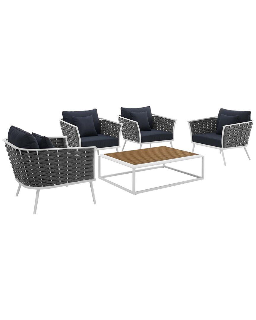 Modway Stance 5-Piece Outdoor Patio Sectional Sofa Set White NoSize