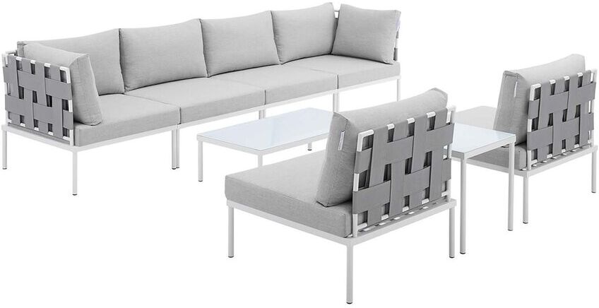 Modway Harmony 8-Piece Sunbrella Outdoor Patio Sectional Sofa Set Gray NoSize