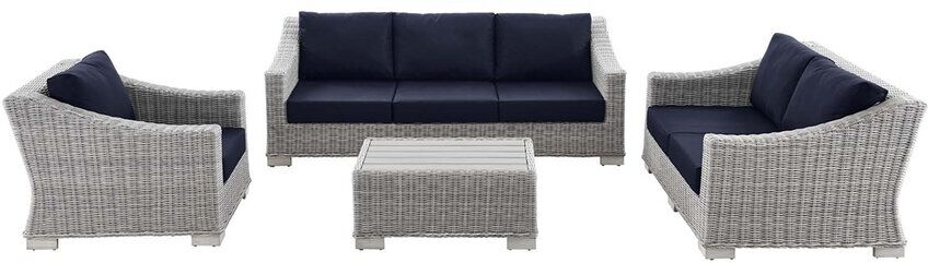 Modway Conway 4-Piece Outdoor Patio Rattan Furniture Set Gray NoSize