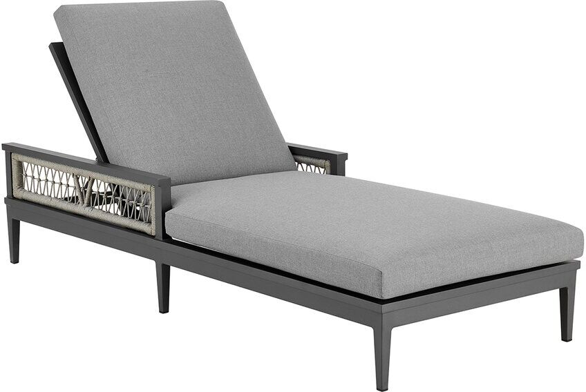 Armen Living Zella Outdoor Patio Chaise Lounge Chair Grey NoSize