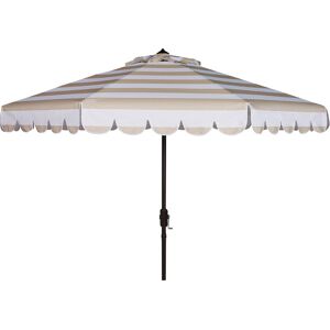 Safavieh Maui Single Scallop Striped 9Ft Crank Push Button Tilt Umbrella NoColor NoSize