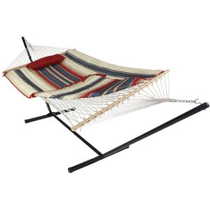 Sunnydaze Cotton Rope Hammock w/ 12' Steel Stand Red NoSize