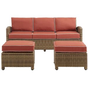 Crosley Bradenton 3Pc Outdoor Wicker Sofa Set Red NoSize