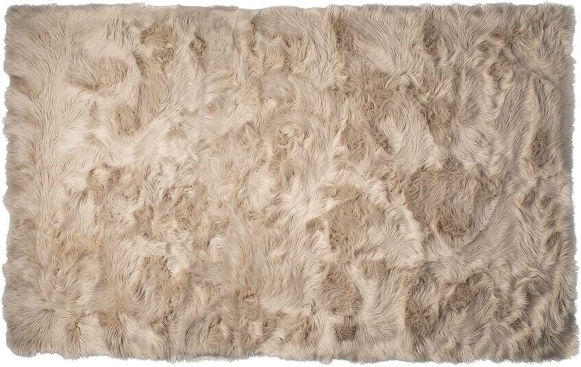 Luxe Faux Fur Arlington Machine Washable Rectangular Faux Fur Rug Taupe 5' x 8'