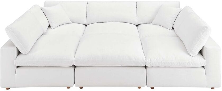 Modway Commix Down Filled Overstuffed 6pc Sectional Sofa White NoSize