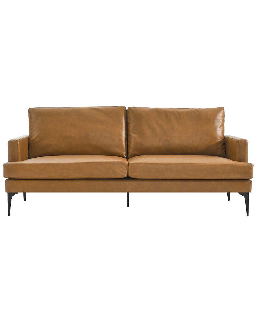 Modway Evermore Vegan Leather Sofa Brown NoSize