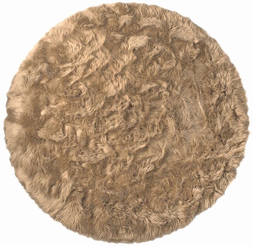 Luxe Faux Fur Arlington Machine Washable Round Faux Fur Rug Tan Round: 6'