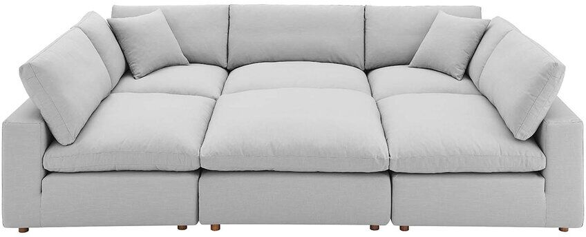 Modway Commix Down Filled Overstuffed 6pc Sectional Sofa Grey NoSize