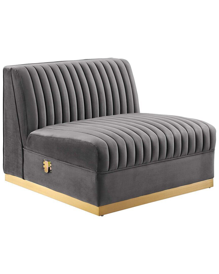 Modway Sanguine Channel Tufted Performance Velvet Modular Sectional Sofa Armless Chair NoColor NoSize