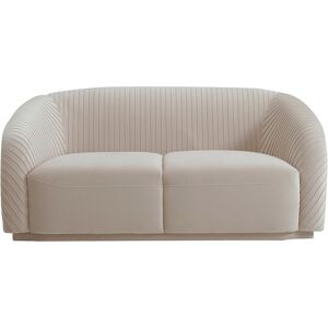 TOV Furniture Yara Pleated Beige Velvet Loveseat Beige NoSize