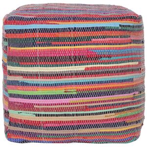 LR Home Anna Multicolor Striped Cotton Cube Pouf NoColor NoSize