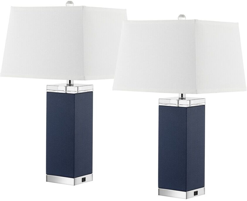 Safavieh Set of 2 Deco Leather Table Lamps Navy NoSize