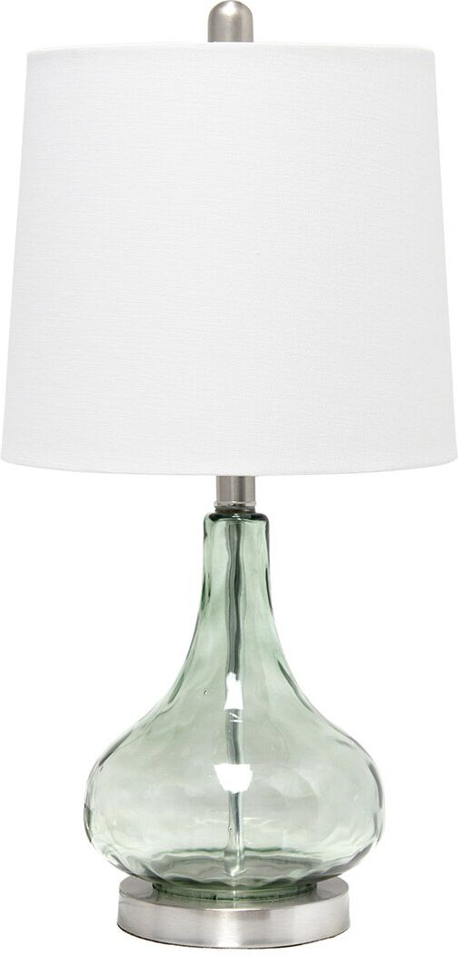 Lalia Home 23.25in Contemporary Rippled Colored Glass Bedside Desk Table Lamp Green NoSize