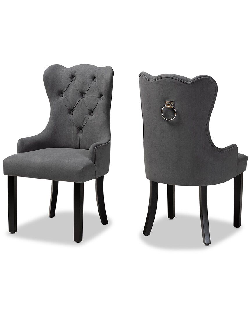 Baxton Studio Fabre Modern Velvet 2Pc Dining Chair Set Grey NoSize