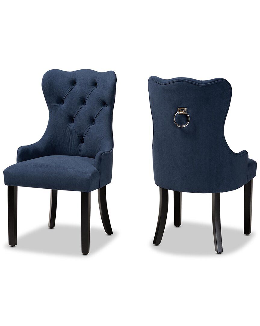 Baxton Studio Fabre Modern Velvet 2Pc Dining Chair Set Blue NoSize