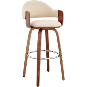 Armen Living Daxton 30In Walnut Wood Bar Stool Cream NoSize