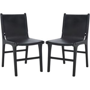 Safavieh Couture Cassaphina Leather Dining Chair Black NoSize