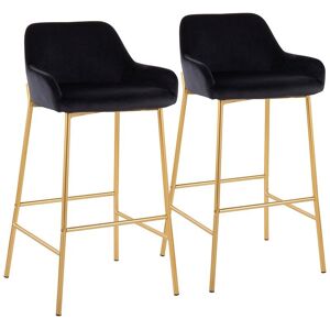 LumiSource Set of 2 Daniella Fixed-Height Bar Stools Gold NoSize