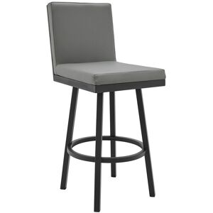 Armen Living Gem 26" Swivel Modern Black Metal And Grey Faux Leather Bar & Counter Stool Grey NoSize