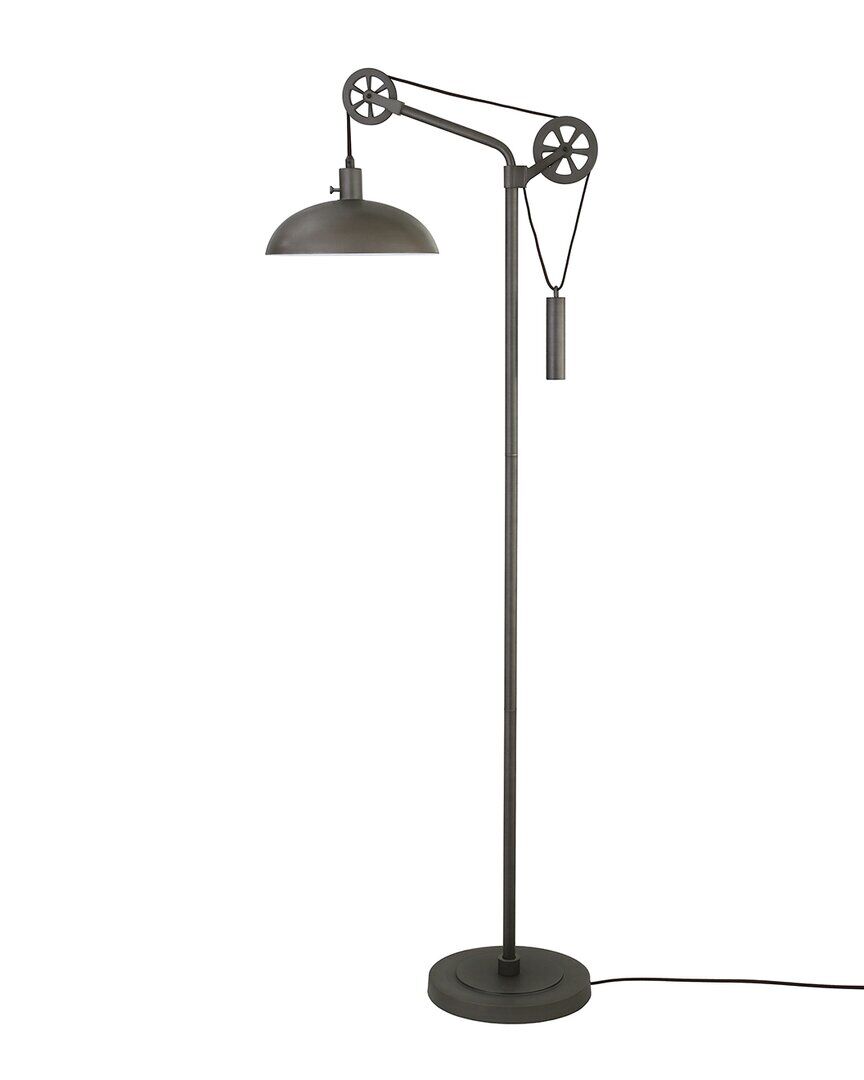 Abraham + Ivy Neo Aged Steel Floor Lamp With Spoke Wheel Pulley System Silver NoSize