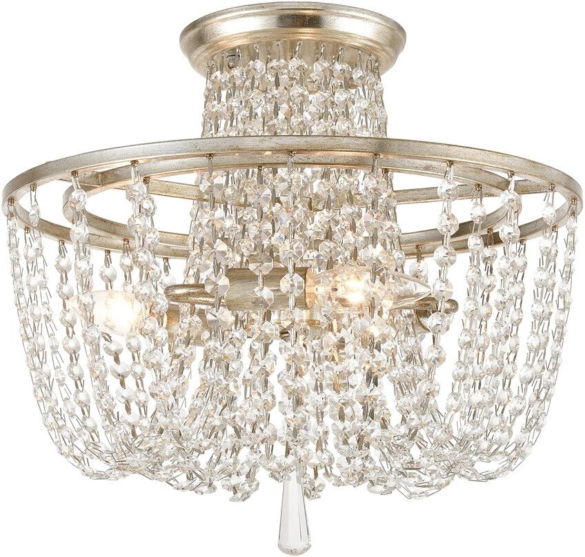 Crystorama Arcadia 3-Light Antique Silver Crystal Ceiling Mount Silver NoSize