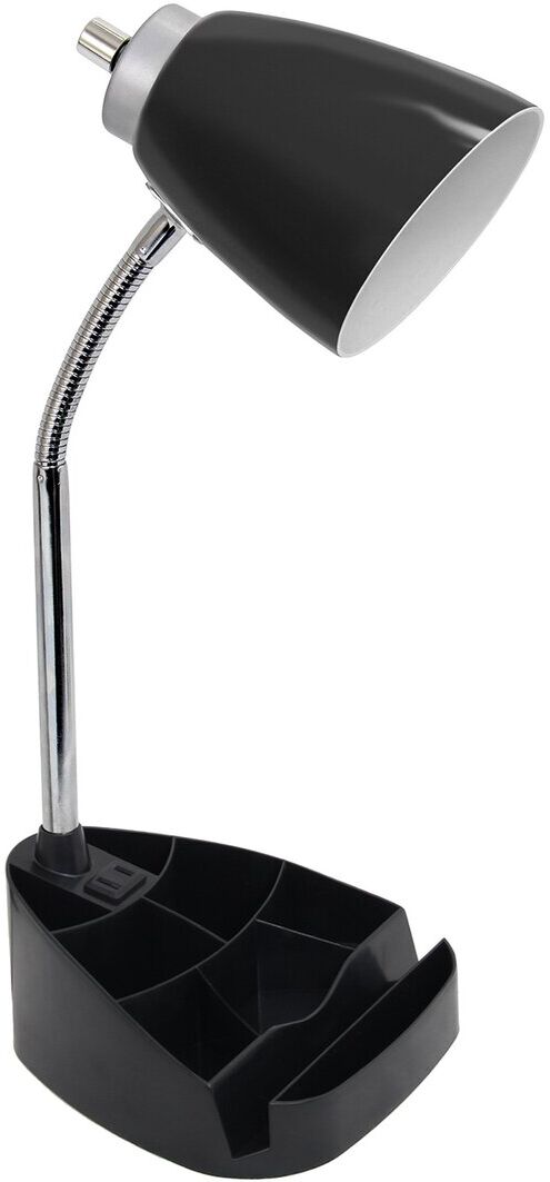 Lalia Home Gooseneck Organizer Desk Lamp With Ipad Tablet Stand Book Holder And Charging Outlet Black NoSize