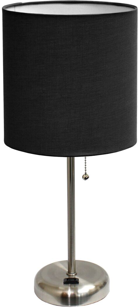 Lalia Home Stick Lamp With Charging Outlet And Fabric Shade Brown NoSize