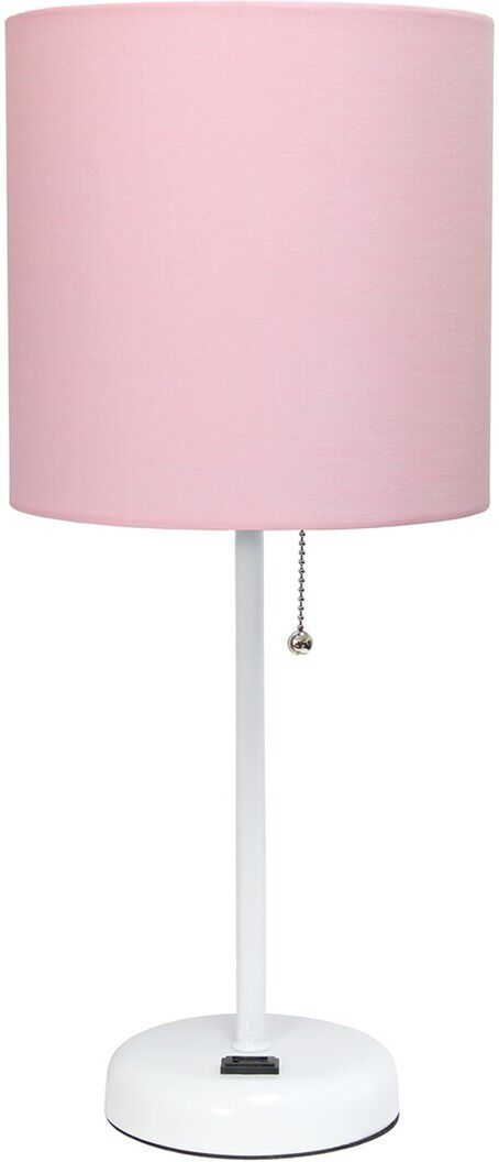 Lalia Home White Stick Lamp With Charging Outlet And Fabric Shade White NoSize