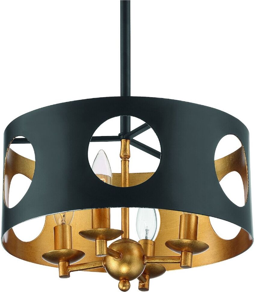 Crystorama Odelle 4-Light Black & Antique Gold Pendant Black NoSize