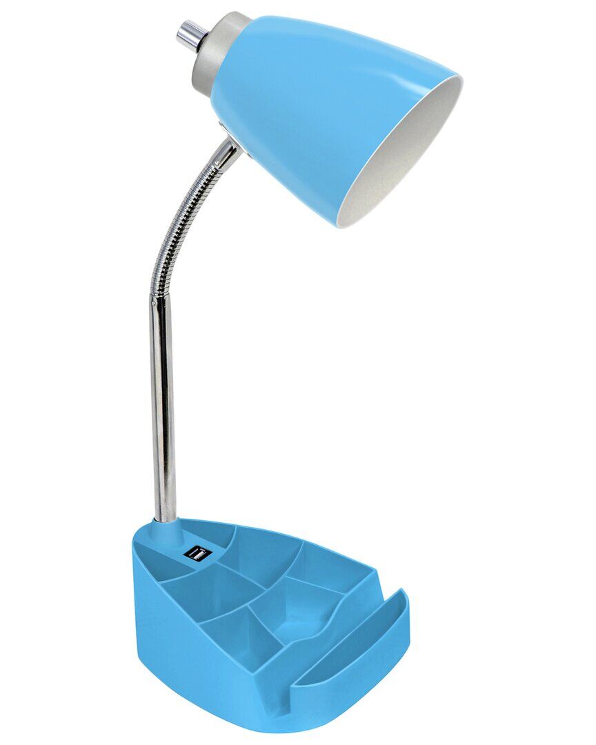 Lalia Home Gooseneck Organizer Desk Lamp With Ipad Tablet Stand Book Holder And USB Port Blue NoSize