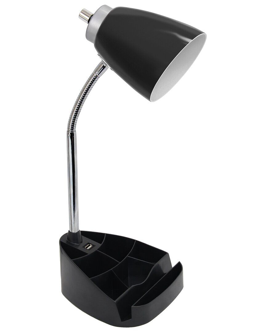 Lalia Home Gooseneck Organizer Desk Lamp With Ipad Tablet Stand Book Holder And USB Port Black NoSize
