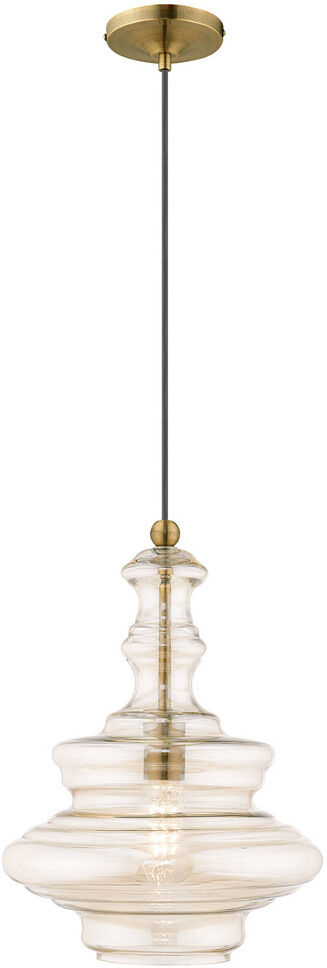 Livex Lighting Livex Art Glass 1 Lt Antique Brass Mini Pendant NoColor NoSize