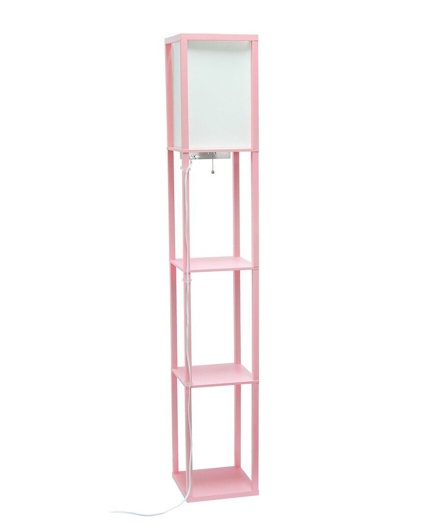 Lalia Home Floor Lamp Etagere Organizer Storage Shelf With 2 USB Charging Ports Pink NoSize