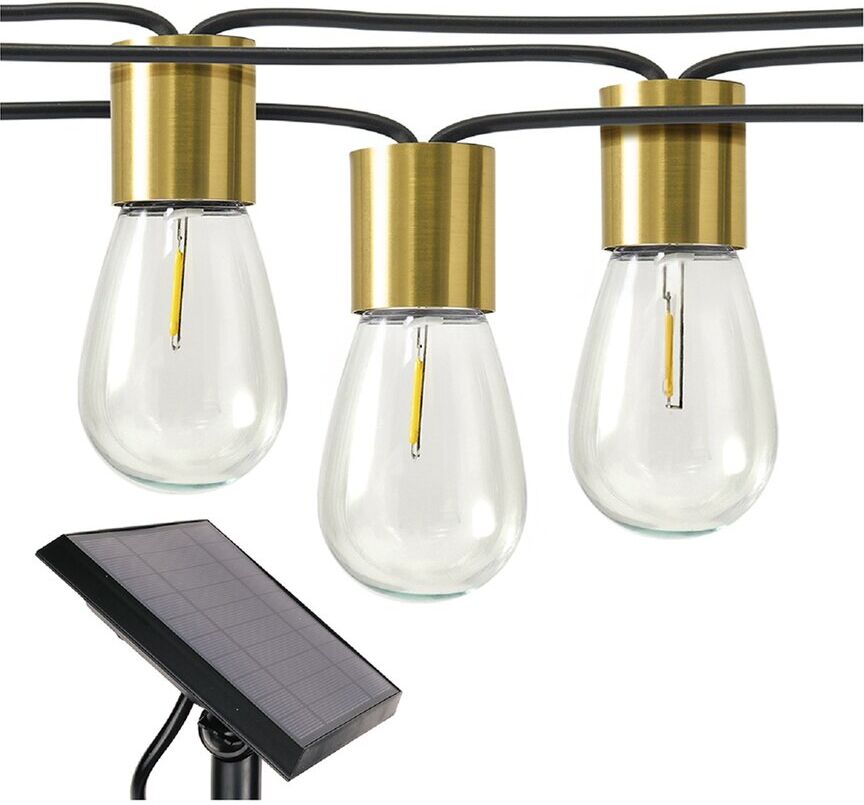 BRIGHTECH Glow 28' 12 Bulb LED Solar Powered String Lights Brass NoSize