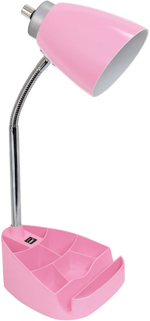 Lalia Home Gooseneck Organizer Desk Lamp With Ipad Tablet Stand Book Holder And USB Port Pink NoSize