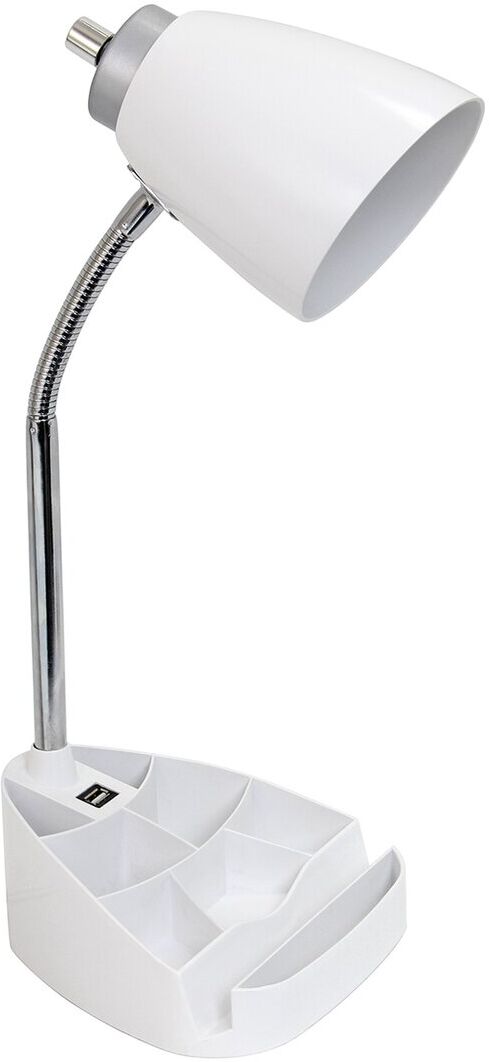 Lalia Home Gooseneck Organizer Desk Lamp with Tablet/Book Holder White NoSize