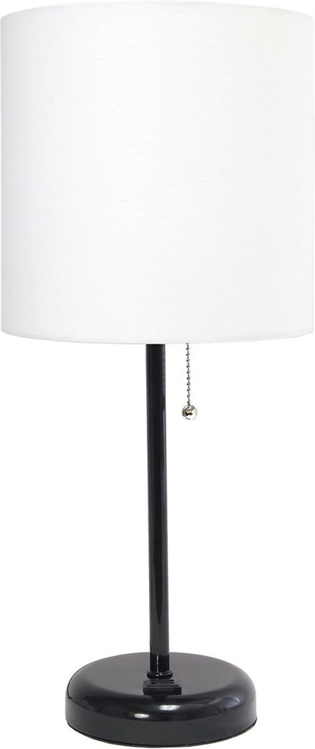 Lalia Home Black Stick Lamp With Charging Outlet And Fabric Shade Black NoSize