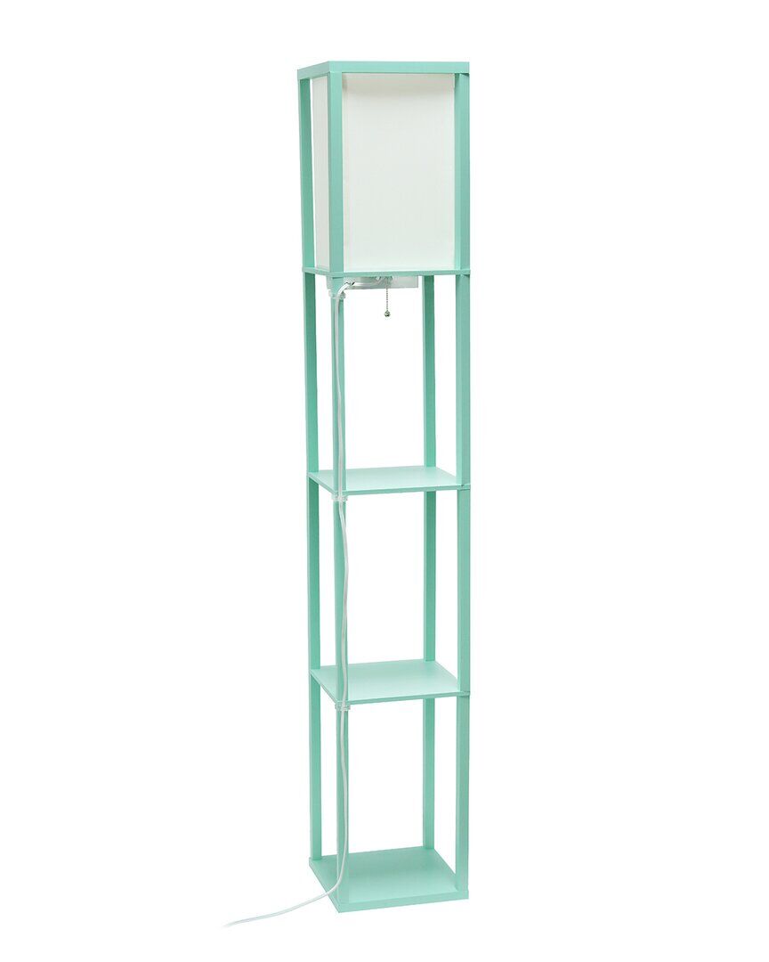 Lalia Home Floor Lamp Etagere Organizer Storage Shelf With 2 USB Charging Ports Aqua NoSize