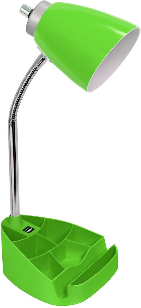 Lalia Home Gooseneck Organizer Desk Lamp With Ipad Tablet Stand Book Holder And USB Port Green NoSize