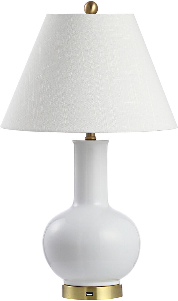 JONATHAN Y Han 27in Ceramic/Iron Contemporary USB Charging LED Table Lamp Metallic 27"