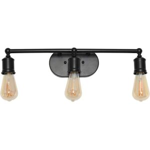 Lalia Home 3-Light Industrial Metal Vanity-Light Matte Black Black NoSize